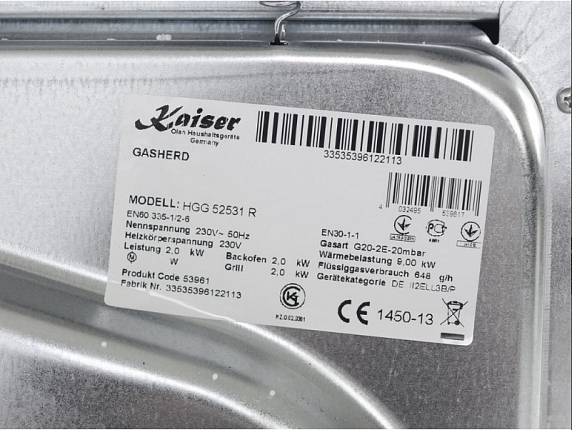 Плита газовая Kaiser HGG 52531 R preview 6