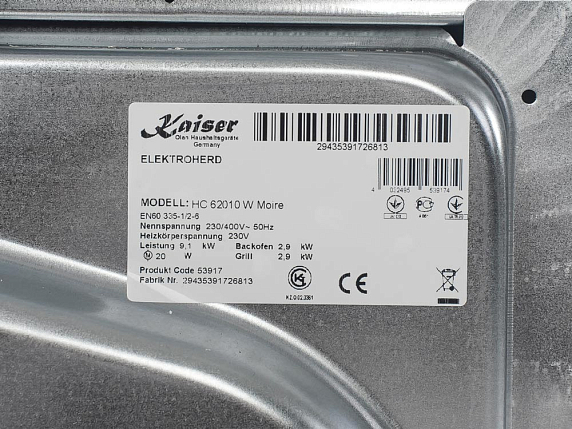 Плита электрическая Kaiser HC 62010 W Moire preview 9