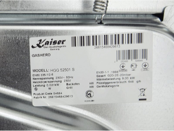 Плита газовая Kaiser HGG 52501 S preview 10