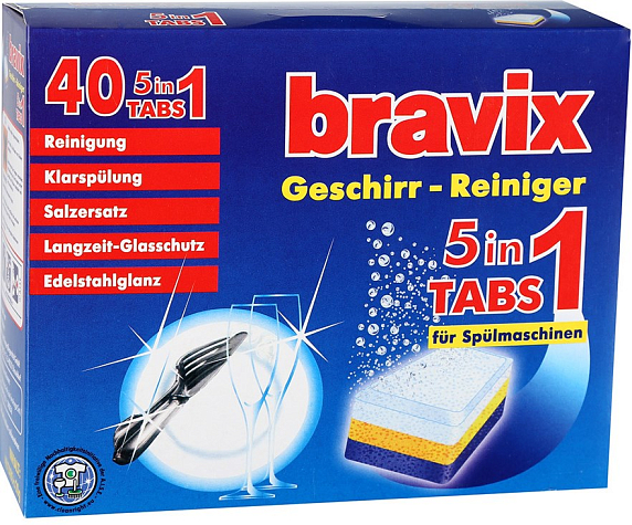 Bravix Таблетки для посудомойки 5 в 1, 40 шт х 20 гр preview 1