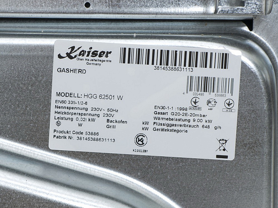 Плита газовая Kaiser HGG 62501 W preview 5