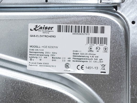 Плита комбинированная Kaiser HGE 62301 W preview 9