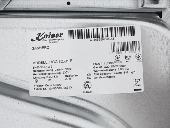 Плита газовая Kaiser HGG 62501 B preview 5